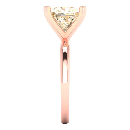 3 cttw Natural Morganite Solitaire  Engagement Ring - Solid Gold (Princess Cut,8.0mm)