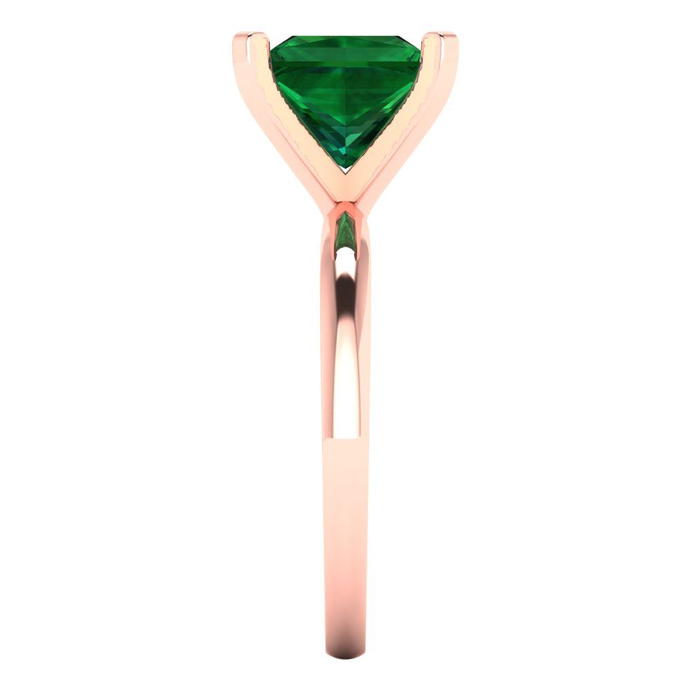 3 cttw Simulated Emerald Solitaire  Engagement Ring - Solid Gold (Princess Cut,8.0mm)