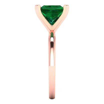 3 cttw Simulated Emerald Solitaire  Engagement Ring - Solid Gold (Princess Cut,8.0mm)