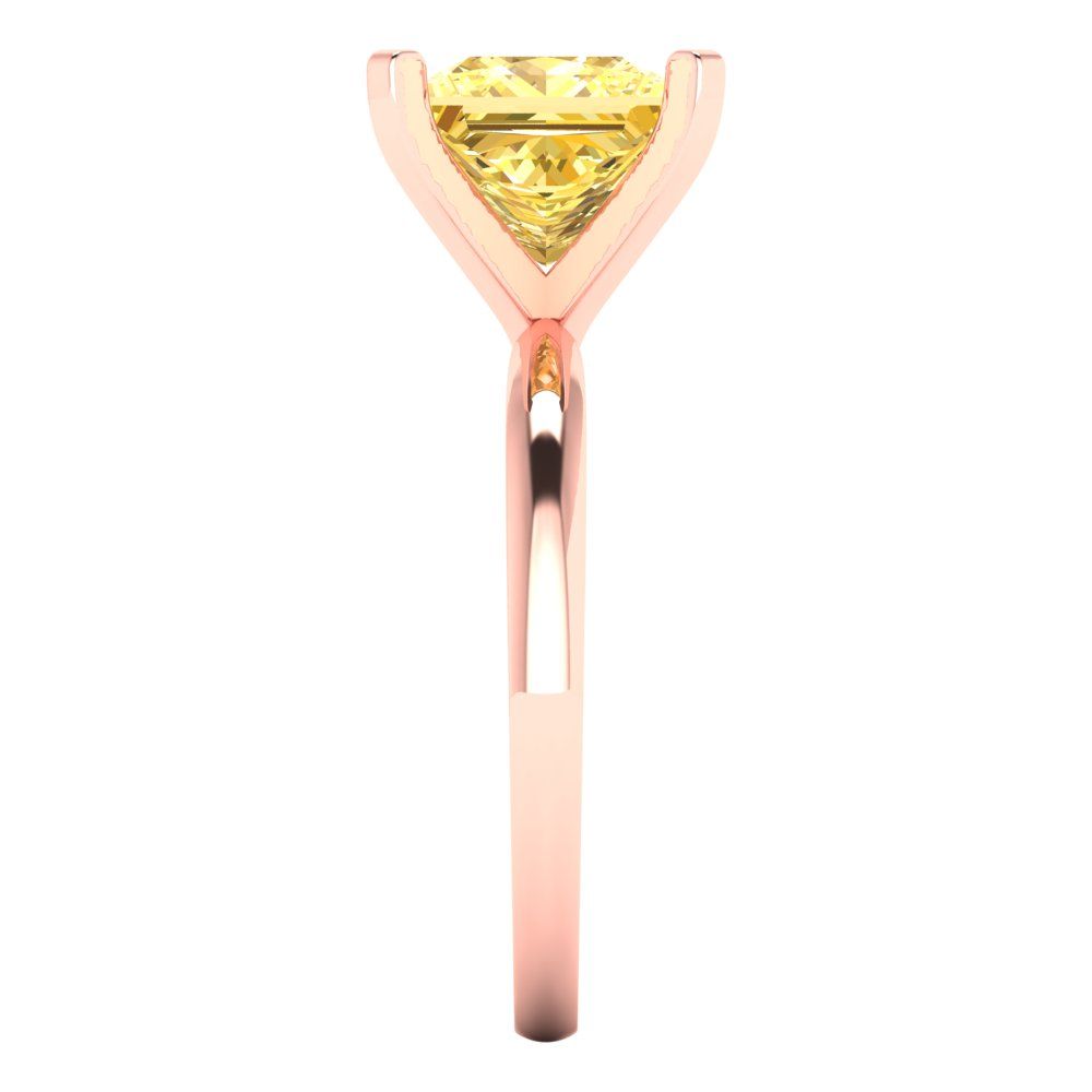 3 cttw Natural Citrine Solitaire  Engagement Ring - Solid Rose Gold (VVS1, Princess Cut,8.0mm)