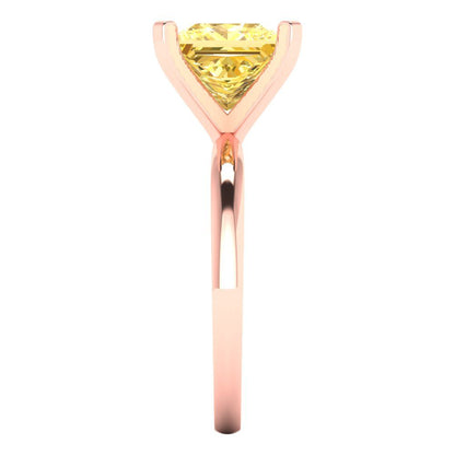 3 cttw Natural Citrine Solitaire  Engagement Ring - Solid Rose Gold (VVS1, Princess Cut,8.0mm)