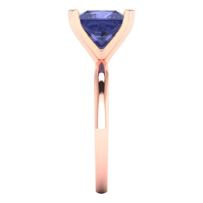3 cttw Simulated Tanzanite Solitaire  Engagement Ring - Solid Rose Gold (VVS1, Princess Cut,8.0mm)