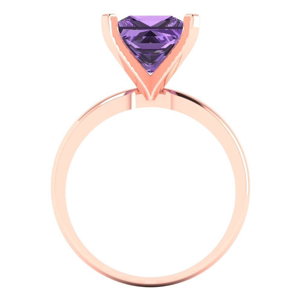 3 cttw Simulated Alexandrite Solitaire  Engagement Ring - Solid Gold (Princess Cut,8.0mm)