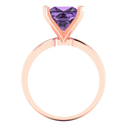 3 cttw Simulated Alexandrite Solitaire  Engagement Ring - Solid Gold (Princess Cut,8.0mm)