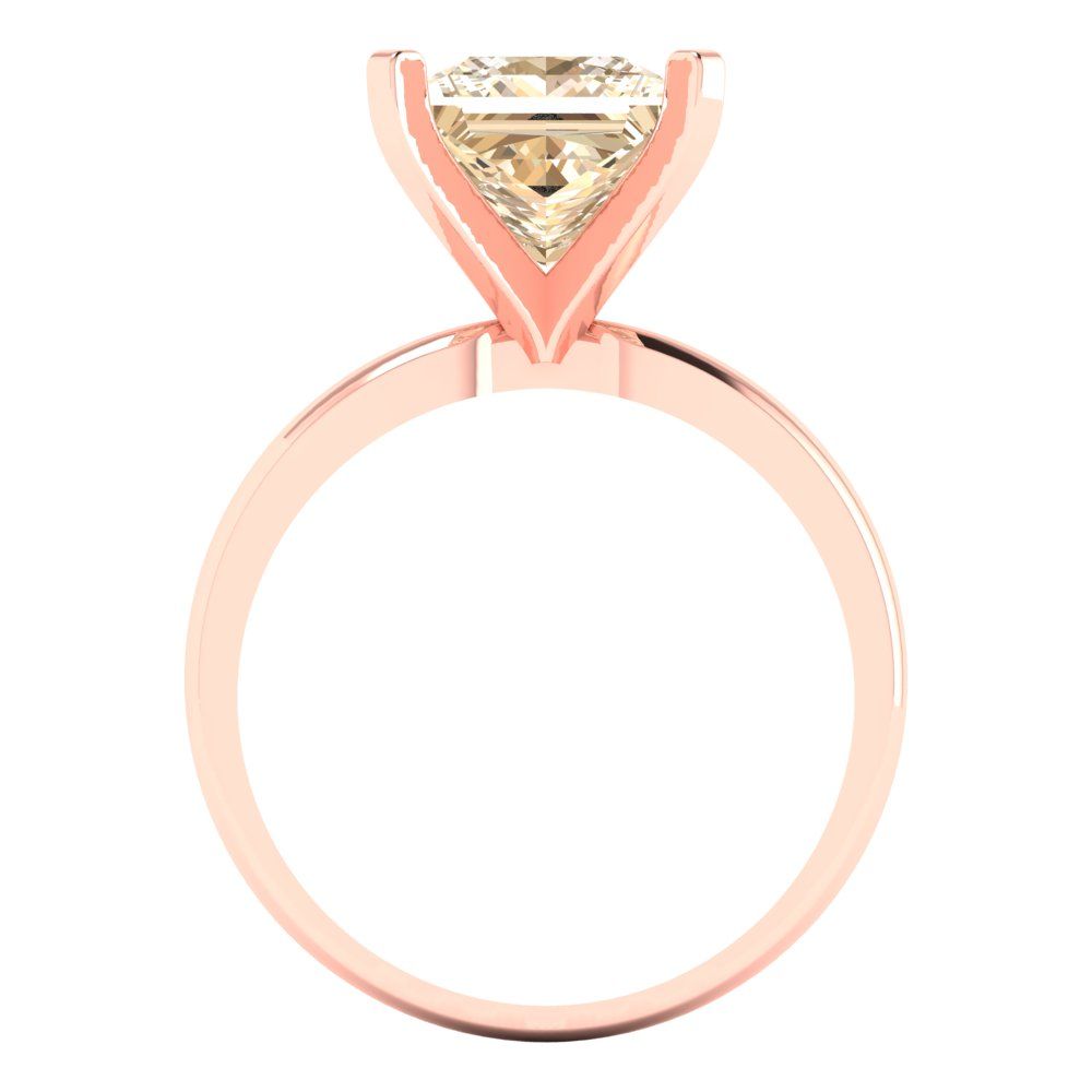 3 cttw Natural Morganite Solitaire  Engagement Ring - Solid Gold (Princess Cut,8.0mm)
