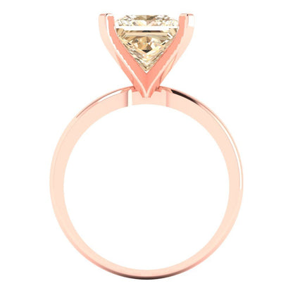 3 cttw Natural Morganite Solitaire  Engagement Ring - Solid Gold (Princess Cut,8.0mm)
