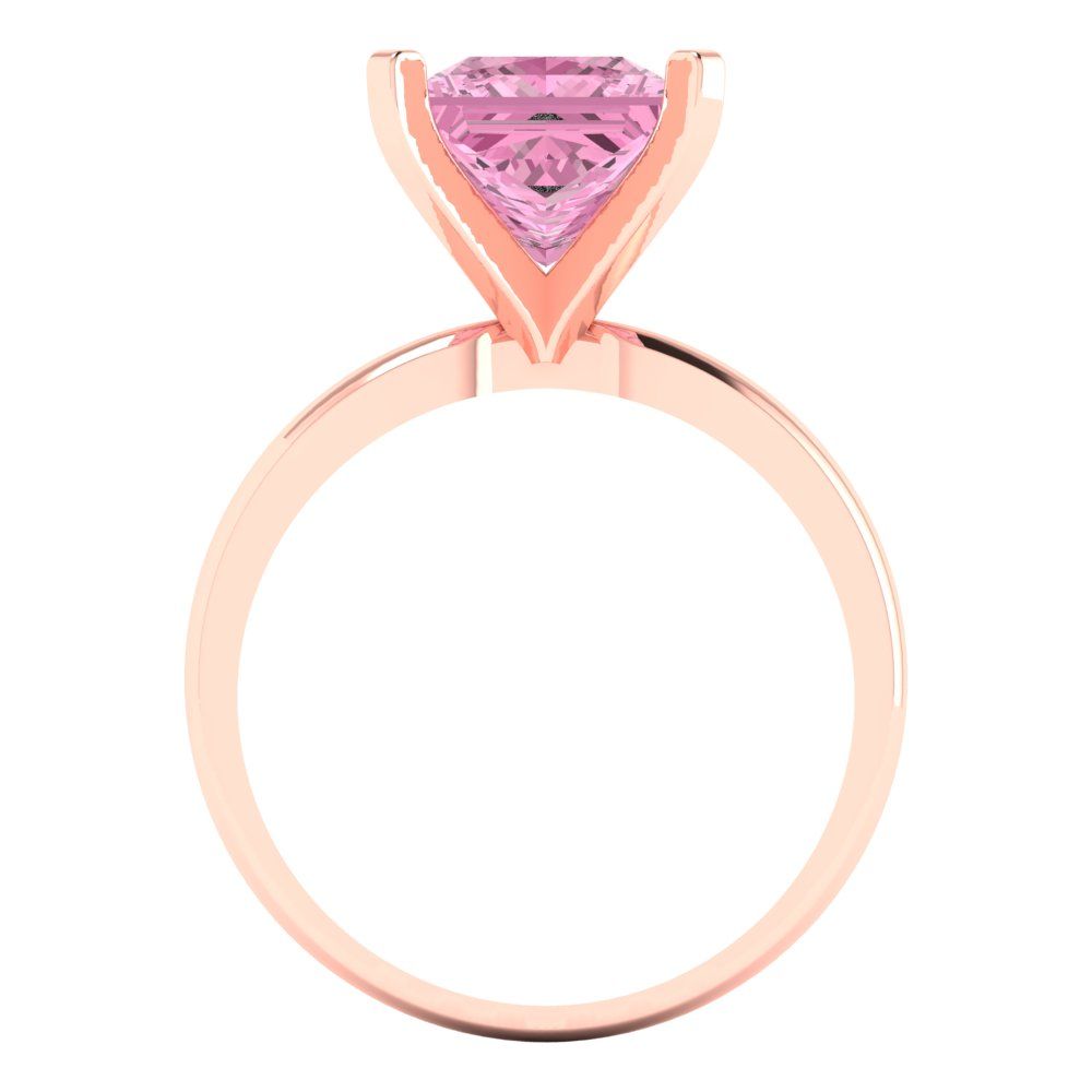 3 cttw Zirconia Simulated Pink Diamond Solitaire  Engagement Ring - Solid Gold (VVS1, Princess Cut,8.0mm)
