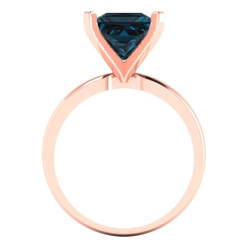 3 cttw Natural London Blue Topaz Solitaire  Engagement Ring - Solid Gold (Princess Cut,8.0mm)