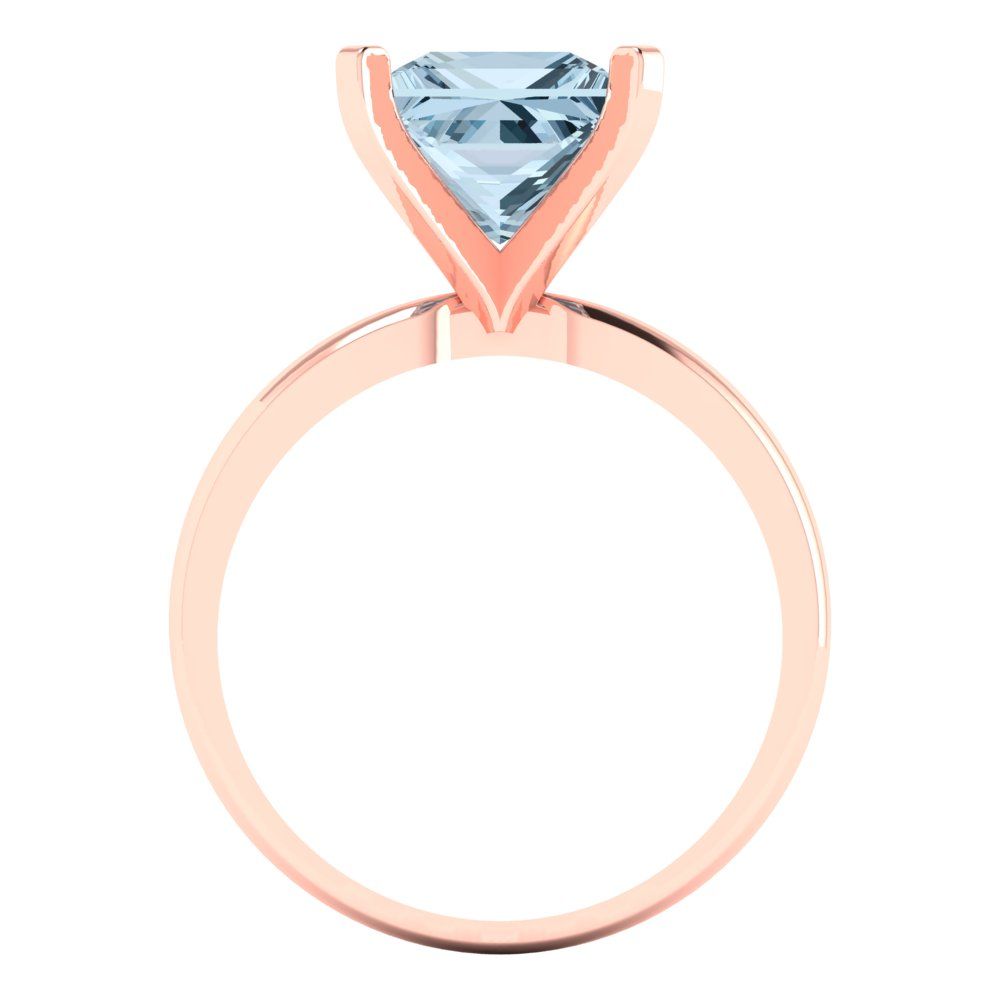3 cttw Natural Aquamarine Solitaire  Engagement Ring - Solid Gold (Princess Cut,8.0mm)