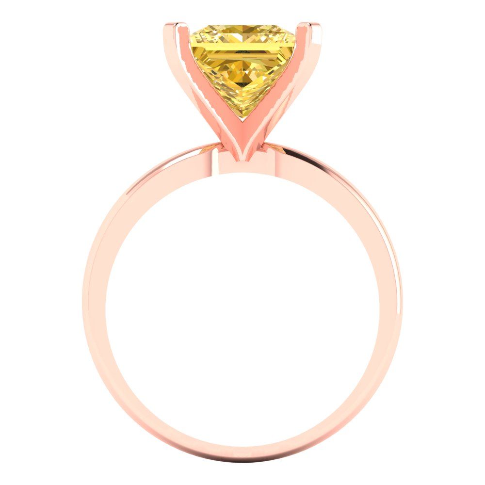3 cttw Zirconia Simulated Yellow Diamond Solitaire  Engagement Ring - Solid Gold (VVS1, Princess Cut,8.0mm)