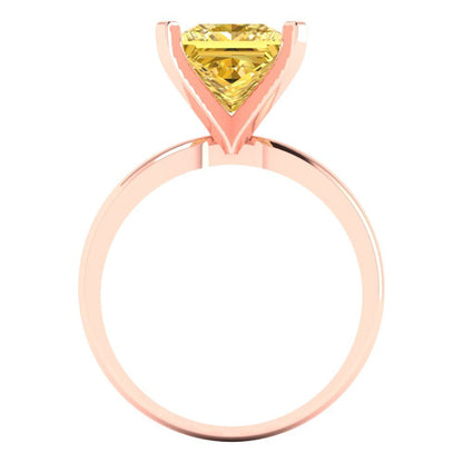 3 cttw Zirconia Simulated Yellow Diamond Solitaire  Engagement Ring - Solid Gold (VVS1, Princess Cut,8.0mm)