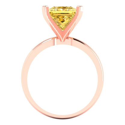 3 cttw Natural Citrine Solitaire  Engagement Ring - Solid Rose Gold (VVS1, Princess Cut,8.0mm)