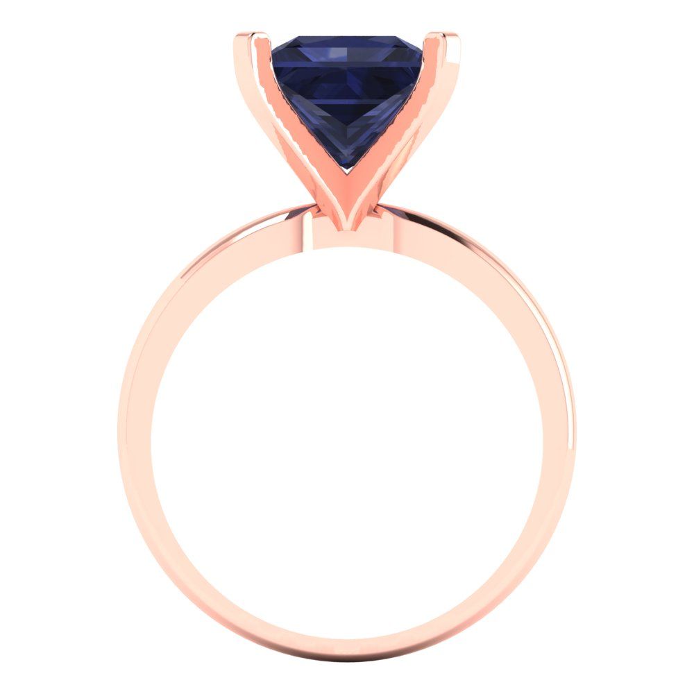 3 cttw Simulated Blue Sapphire Solitaire  Engagement Ring - Solid Gold (Princess Cut,8.0mm)
