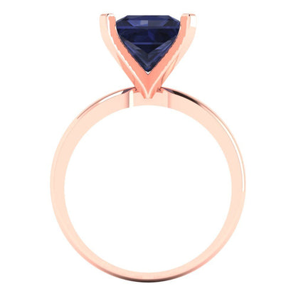 3 cttw Simulated Blue Sapphire Solitaire  Engagement Ring - Solid Gold (Princess Cut,8.0mm)