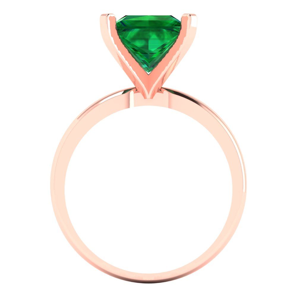 3 cttw Simulated Emerald Solitaire  Engagement Ring - Solid Gold (Princess Cut,8.0mm)