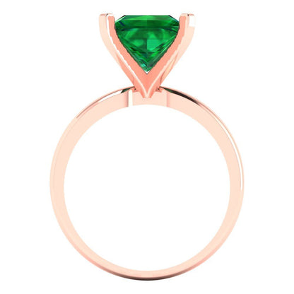 3 cttw Simulated Emerald Solitaire  Engagement Ring - Solid Gold (Princess Cut,8.0mm)