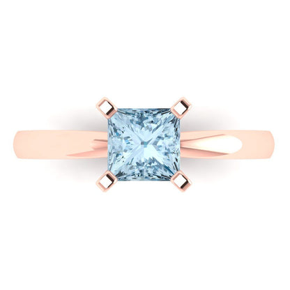 1 cttw Zirconia Simulated Blue Diamond Solitaire  Engagement Ring - Solid Gold (VVS1, Princess Cut,5.5mm)
