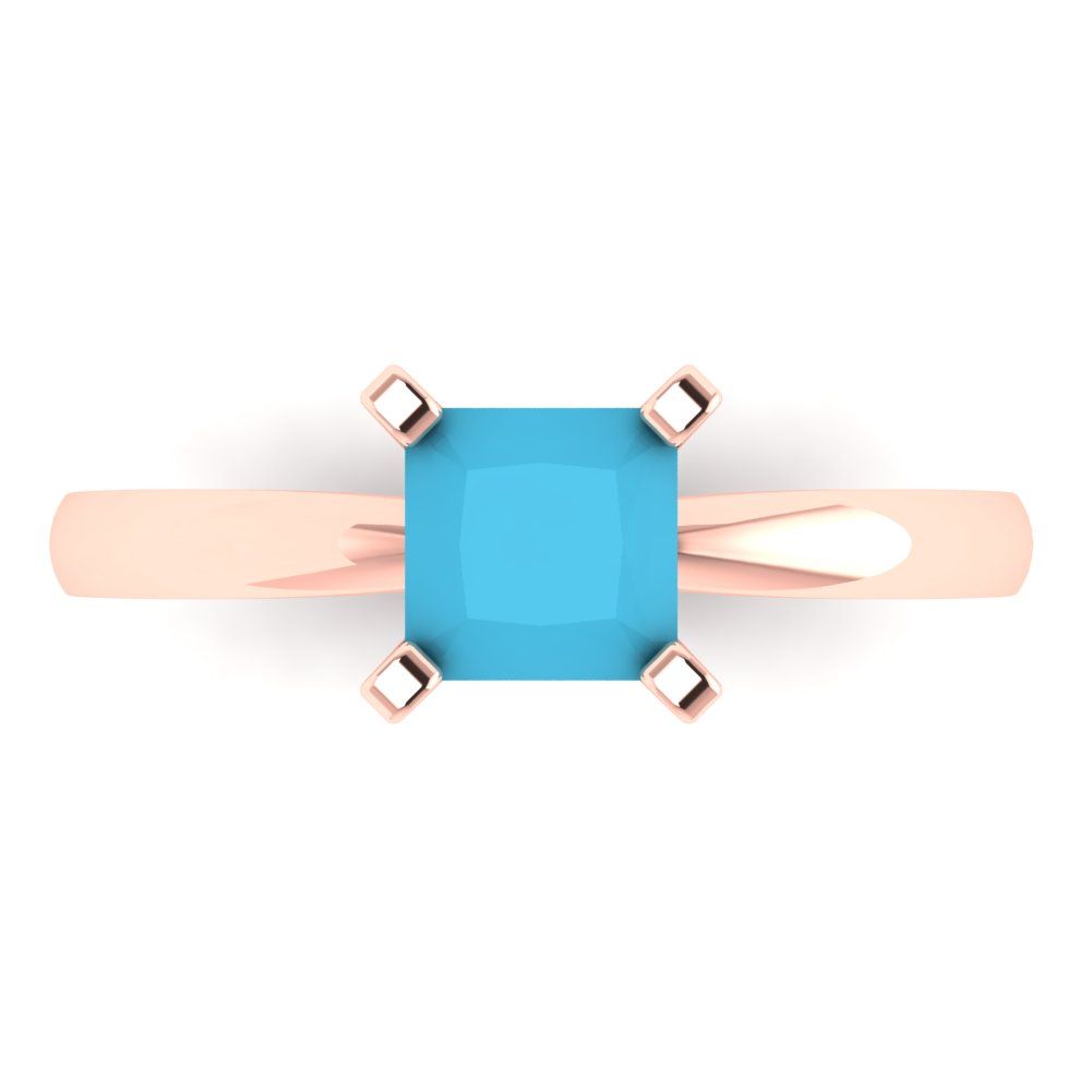 1 cttw Simulated Turquoise Solitaire  Engagement Ring - Solid Gold (Princess Cut,5.5mm)