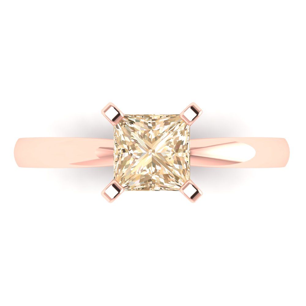 1 cttw Natural Morganite Solitaire  Engagement Ring - Solid Gold (Princess Cut,5.5mm)