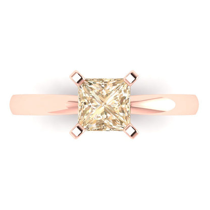 1 cttw Natural Morganite Solitaire  Engagement Ring - Solid Gold (Princess Cut,5.5mm)