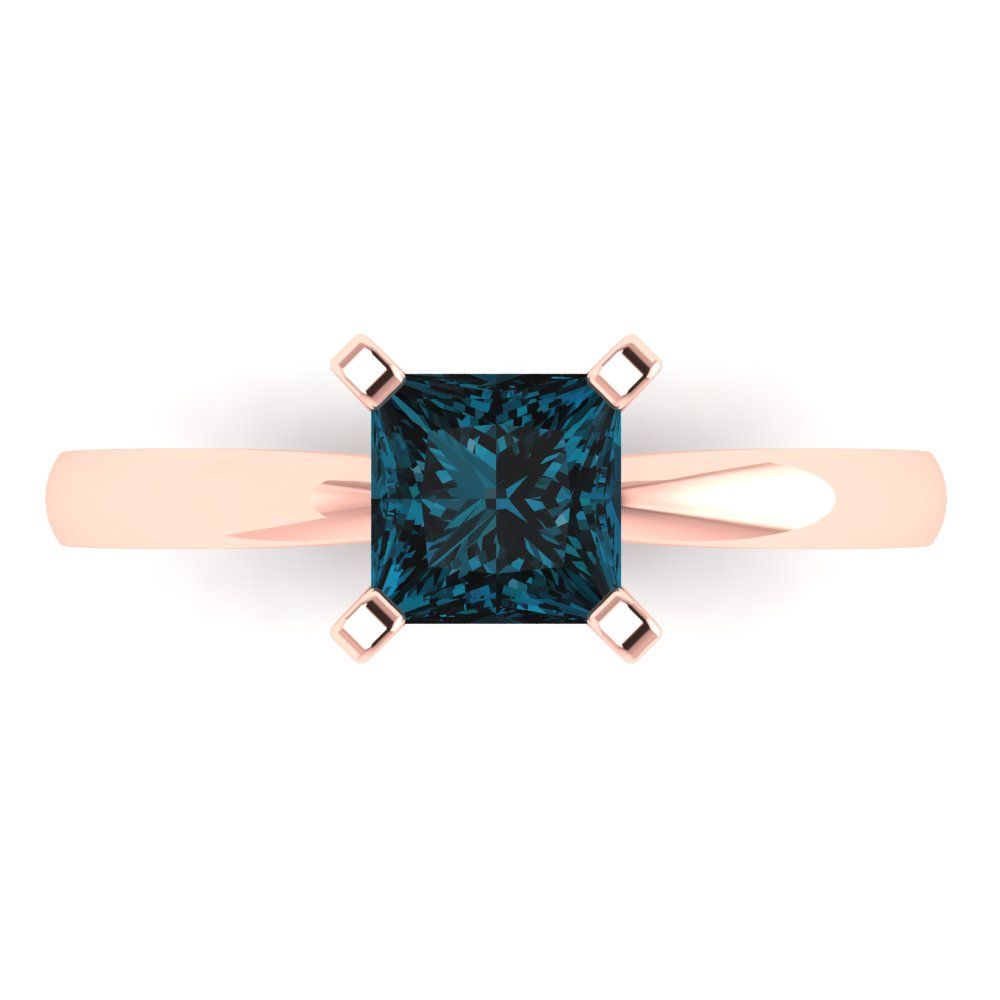 1 cttw Natural London Blue Topaz Solitaire  Engagement Ring - Solid Gold (Princess Cut,5.5mm)