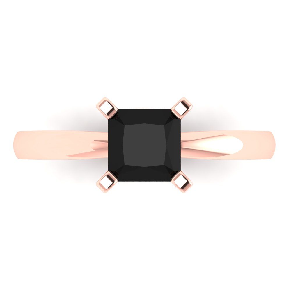 1 cttw Natural Onyx Solitaire  Engagement Ring - Solid Gold (Princess Cut,5.5mm)