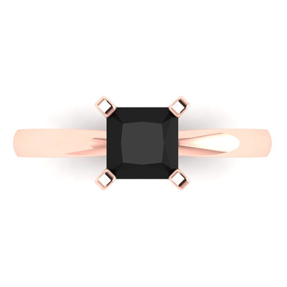 1 cttw Natural Onyx Solitaire  Engagement Ring - Solid Gold (Princess Cut,5.5mm)
