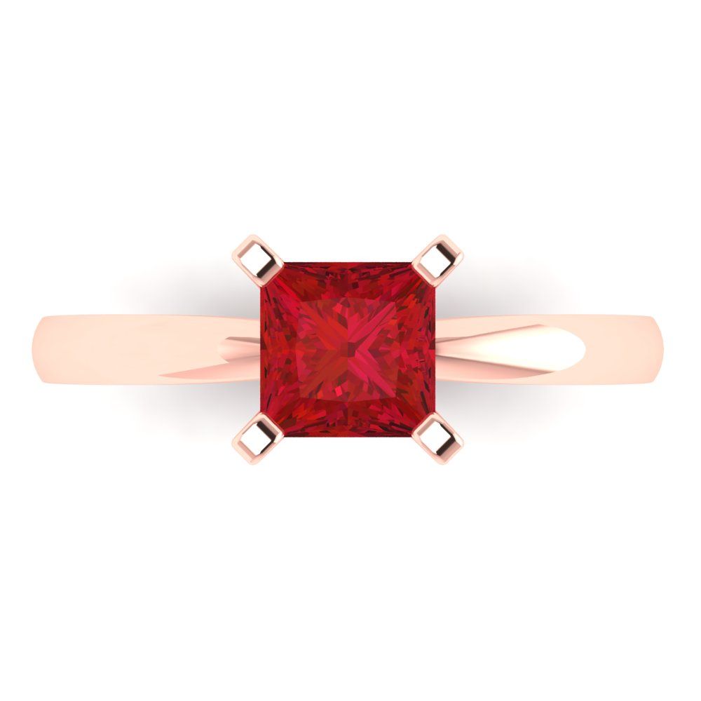 1 cttw Simulated Ruby Solitaire  Engagement Ring - Solid Gold (Princess Cut,5.5mm)
