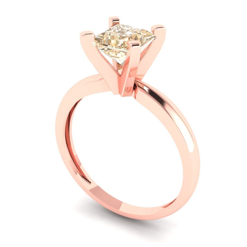 1 cttw Natural Morganite Solitaire  Engagement Ring - Solid Gold (Princess Cut,5.5mm)