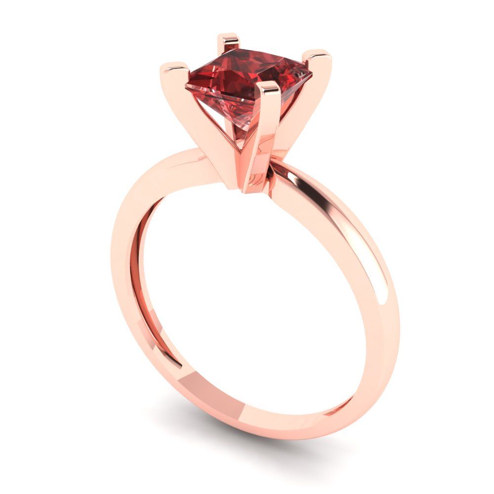1 cttw Natural Garnet Solitaire  Engagement Ring - Solid Gold (Princess Cut,5.5mm)