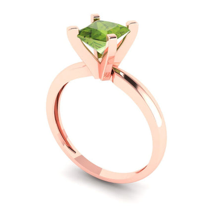 1 cttw Natural Peridot Solitaire  Engagement Ring - Solid Gold (Princess Cut,5.5mm)