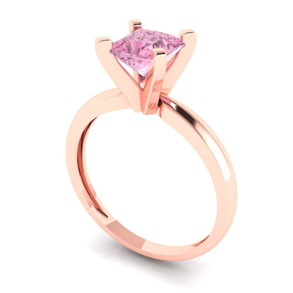 1 cttw Zirconia Simulated Pink Diamond Solitaire  Engagement Ring - Solid Gold (VVS1, Princess Cut,5.5mm)