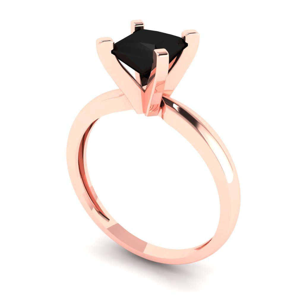 1 cttw Natural Onyx Solitaire  Engagement Ring - Solid Gold (Princess Cut,5.5mm)