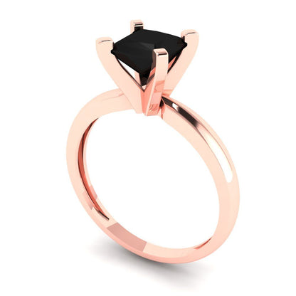 1 cttw Natural Onyx Solitaire  Engagement Ring - Solid Gold (Princess Cut,5.5mm)