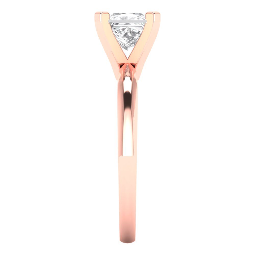 1.0 ct Brilliant Princess Cut Natural Diamond Stone Clarity VS1-2 Color G-H Rose Gold Solitaire Ring