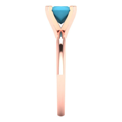 1 cttw Simulated Turquoise Solitaire  Engagement Ring - Solid Gold (Princess Cut,5.5mm)