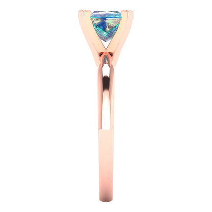 1 cttw Blue Moissanite Solitaire  Engagement Ring - Solid Gold (Princess Cut,5.5mm)