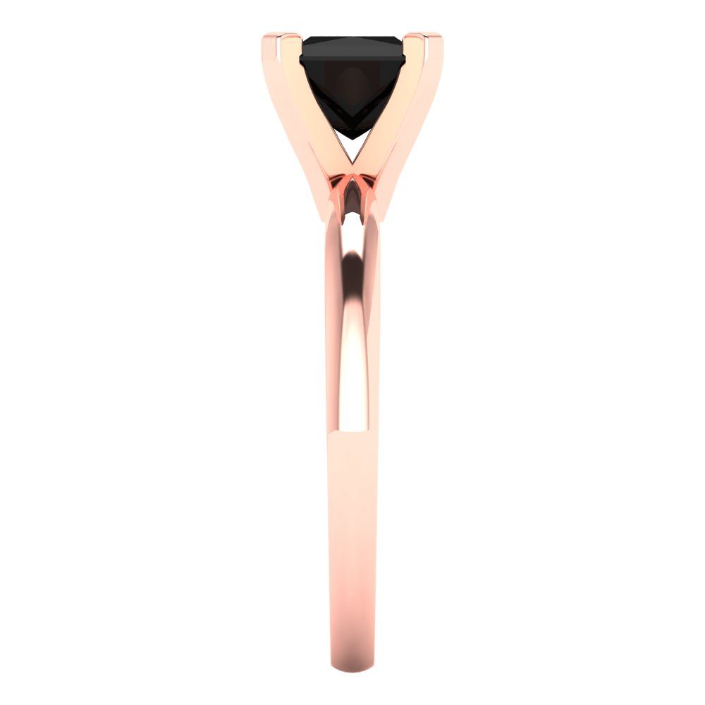 1 cttw Natural Onyx Solitaire  Engagement Ring - Solid Gold (Princess Cut,5.5mm)