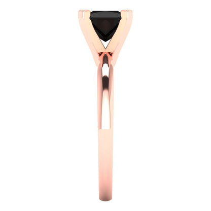 1 cttw Natural Onyx Solitaire  Engagement Ring - Solid Gold (Princess Cut,5.5mm)