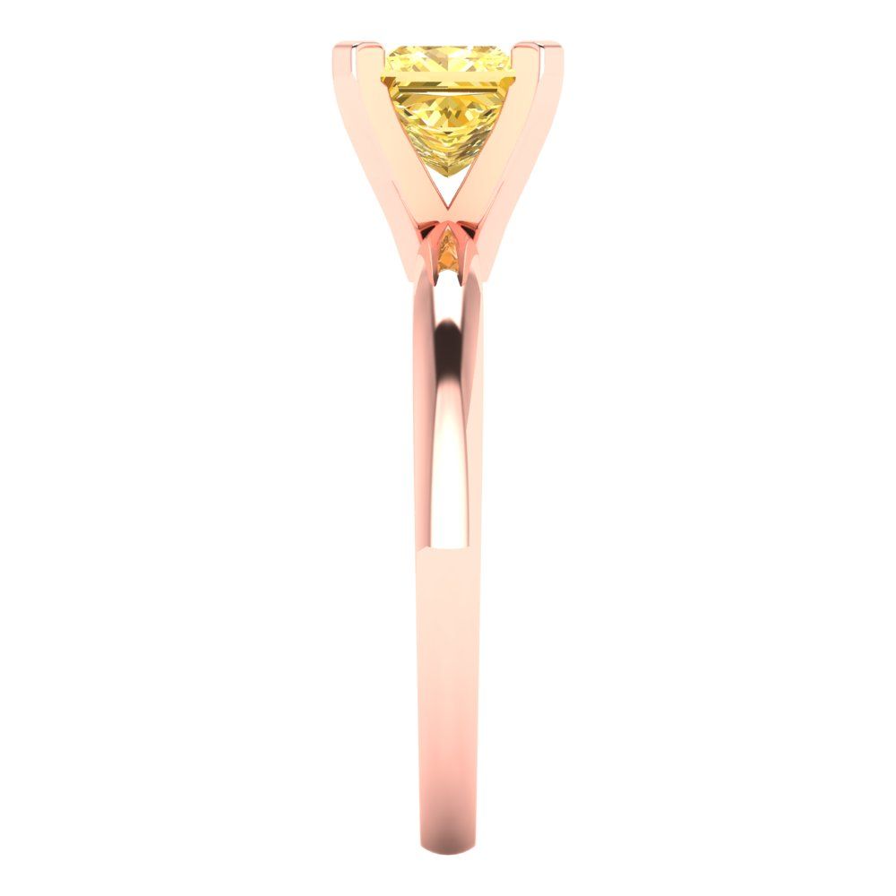 1 cttw Zirconia Simulated Yellow Diamond Solitaire  Engagement Ring - Solid Gold (VVS1, Princess Cut,5.5mm)