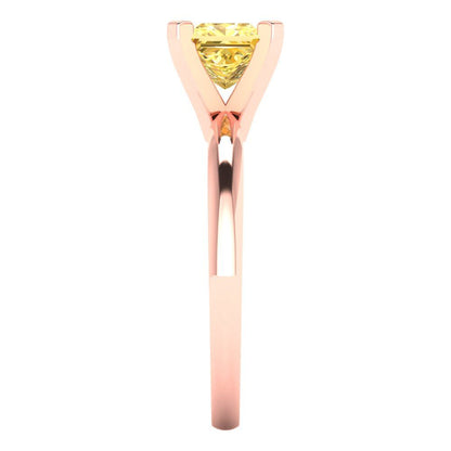 1 cttw Natural Citrine Solitaire  Engagement Ring - Solid Gold (Princess Cut,5.5mm)