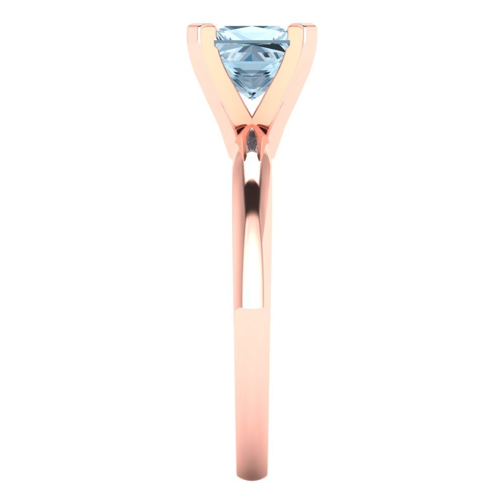 1 cttw Natural Sky Blue Topaz Solitaire  Engagement Ring - Solid Gold (Princess Cut,5.5mm)