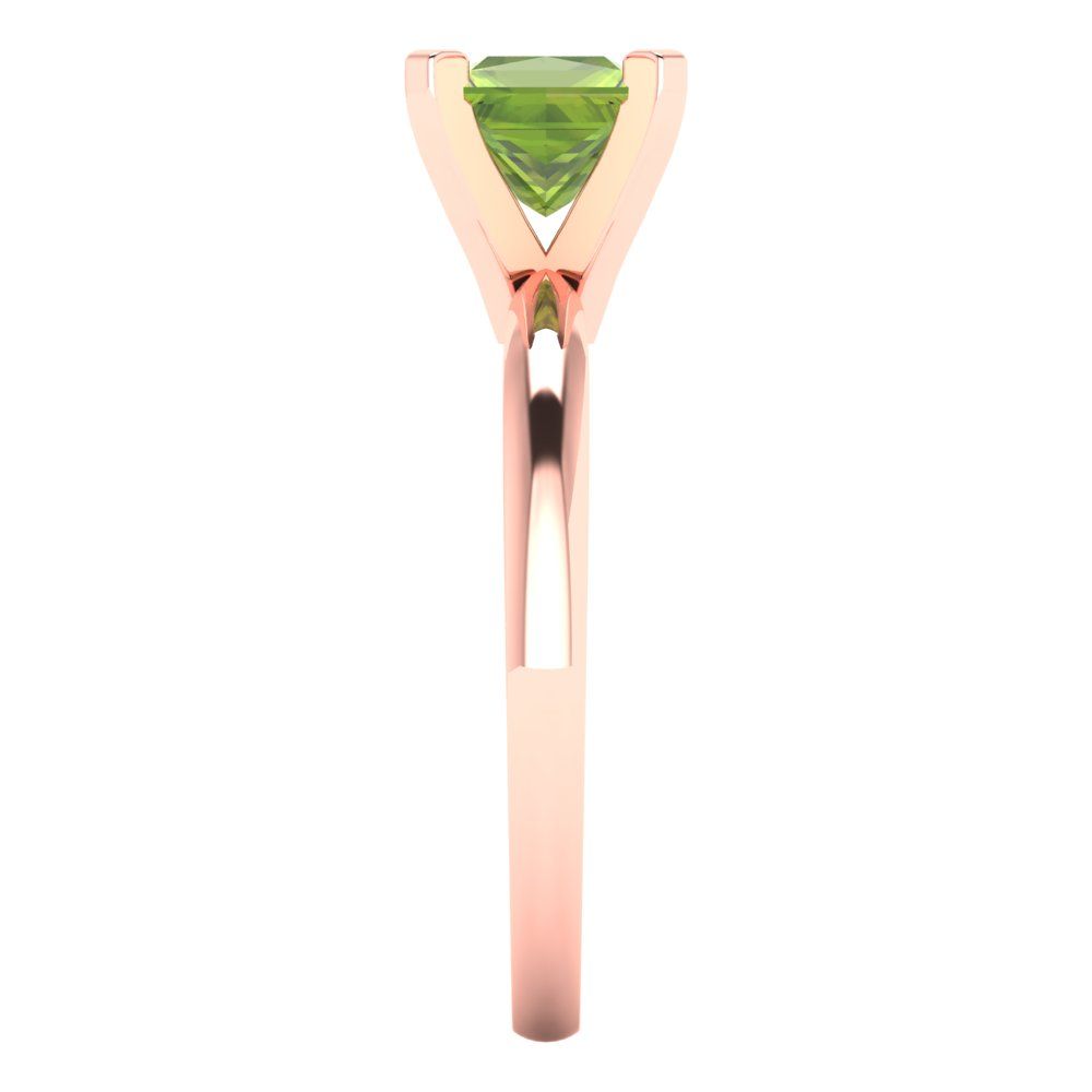1 cttw Natural Peridot Solitaire  Engagement Ring - Solid Gold (Princess Cut,5.5mm)