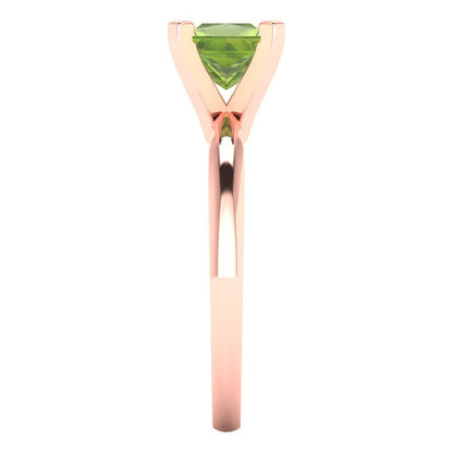 1 cttw Natural Peridot Solitaire  Engagement Ring - Solid Gold (Princess Cut,5.5mm)