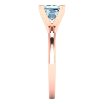 1 cttw Natural Swiss Blue Topaz Solitaire  Engagement Ring - Solid Gold (Princess Cut,5.5mm)