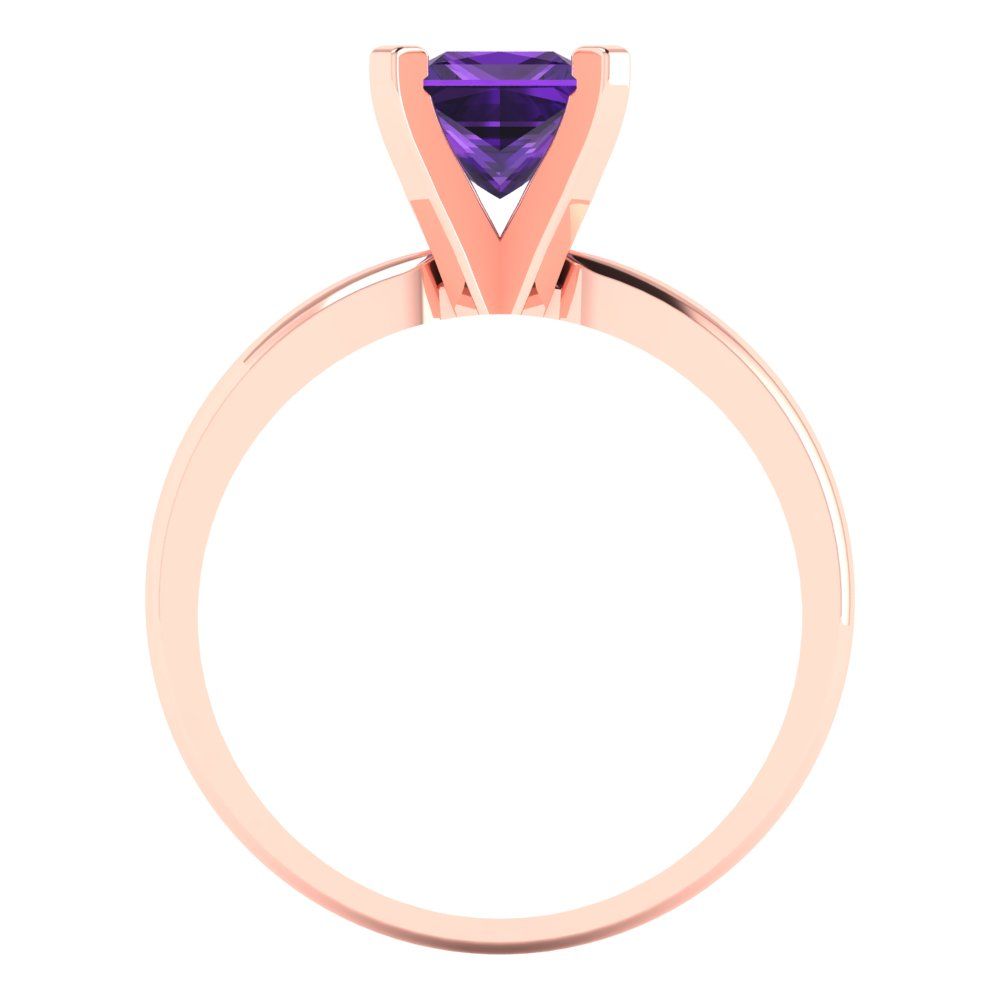 1 cttw Natural Amethyst Solitaire  Engagement Ring - Solid Gold (Princess Cut,5.5mm)