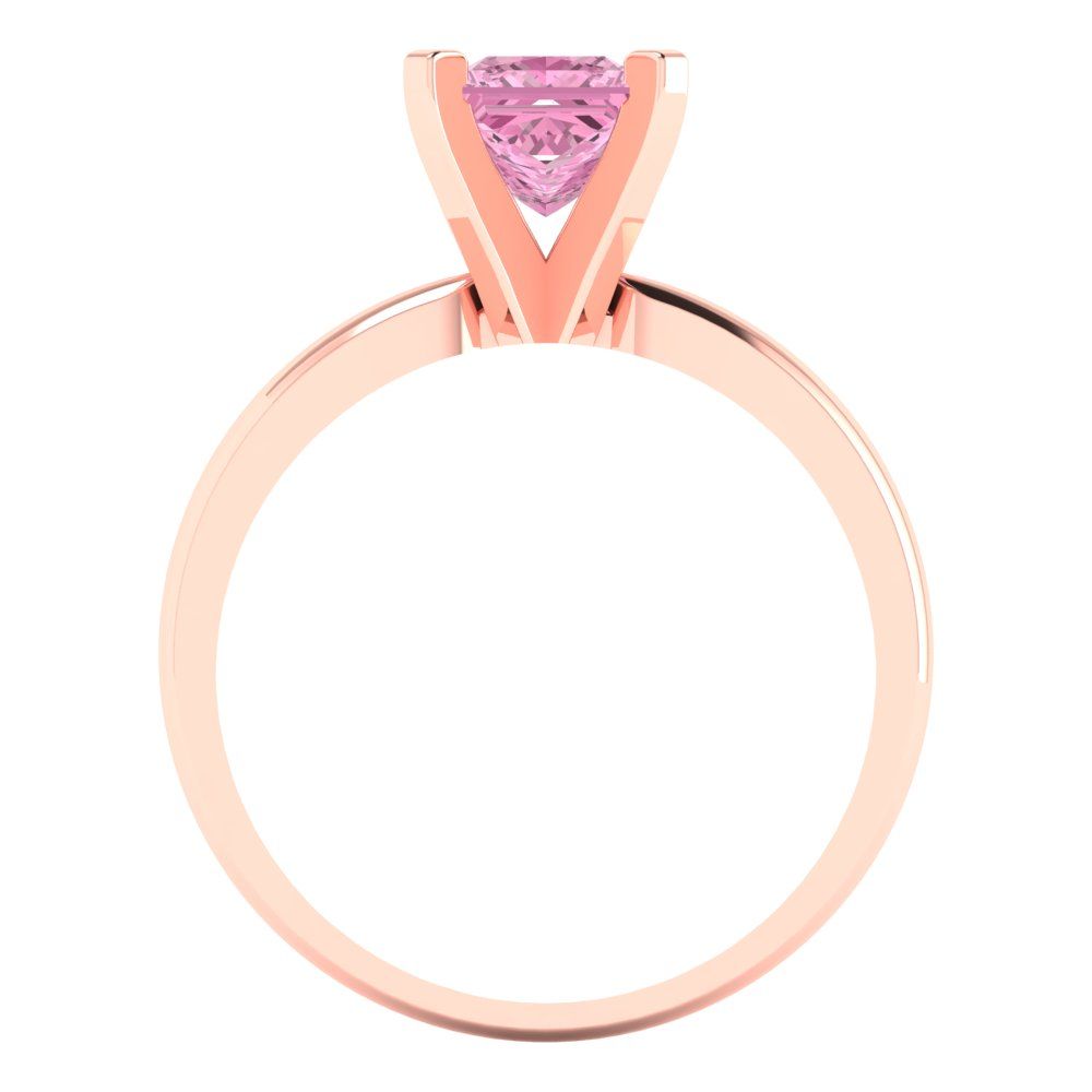 1 cttw Zirconia Simulated Pink Diamond Solitaire  Engagement Ring - Solid Gold (VVS1, Princess Cut,5.5mm)