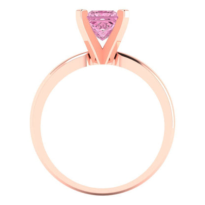 1 cttw Zirconia Simulated Pink Diamond Solitaire  Engagement Ring - Solid Gold (VVS1, Princess Cut,5.5mm)