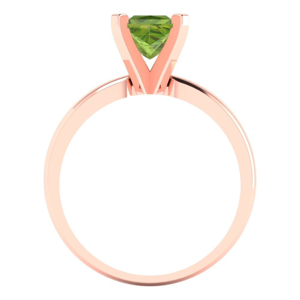 1 cttw Natural Peridot Solitaire  Engagement Ring - Solid Gold (Princess Cut,5.5mm)