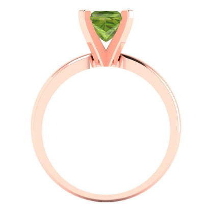 1 cttw Natural Peridot Solitaire  Engagement Ring - Solid Gold (Princess Cut,5.5mm)